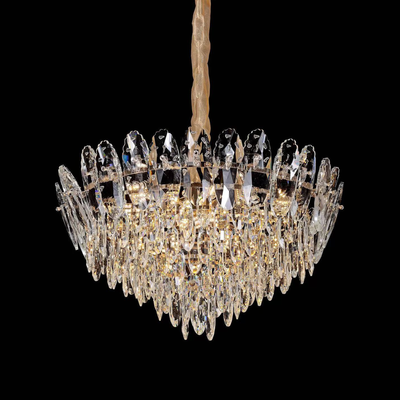 Lampadario Cristallo Magno 11xE14 Diametro 60cm Oro Lucido Altezza Regolabile Metallo e Cristallo