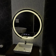 Specchio Rotondo a LED, 100 cm, Celeste MotionGlow Marcello, Sistema Antiappannamento, Orologio e Termometro, Specchi Dimabila Marcello Titolo predefinito Alessandro Design