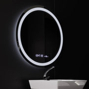 Specchio rotondo a LED, diametro 50 cm, Celeste MotionGlow Marcello, sistema antiappannamento, orologio e termometro, dimmerabile, luce calda neutra fredda 3000K/4000K/6000K Marcello Mirrors Titolo predefinito Alessandro Design