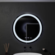 Specchio rotondo a LED, 60 cm, Celeste MotionGlow Marcello, sistema antiappannamento, orologio e termometro, dimmerabile, luce calda neutra fredda 3000K/4000K/6000K Marcello Mirrors Titolo predefinito Alessandro Design