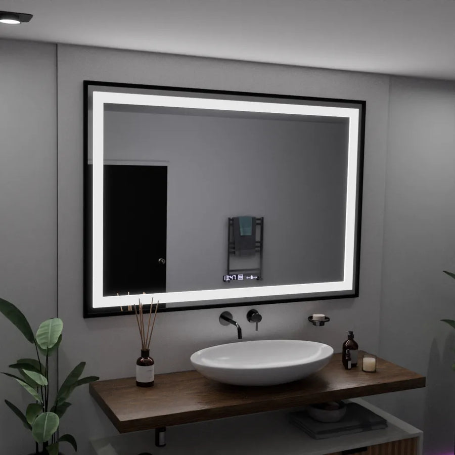 Oglinda LED Rectangulara, 100x65cm, Verite Majeste Noir Motion Glow Marcello, Sistem Dezaburire, Ceas & Termometru, Dimabila Oglinzi Marcello Default Title Alessandro Design