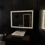 Specchio rettangolare a LED, 80x60 cm, Verite Imperial Silver Motion Glow Marcello, sistema antiappannamento, orologio e termometro, specchi dimmerabili Marcello Titolo predefinito Alessandro Design