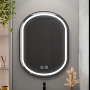 Specchio ovale a LED 50x80 cm VETRO Sistema antiappannamento dimmerabile touch, cornice nera Specchi Korman E Titolo predefinito Alessandro Design