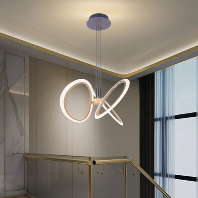 Lampadario LED sospensione con telecomando RIMINI 52W, 3 Elementi, Luce Fredda/Calda/Neutra, Dimmerabile, Oro