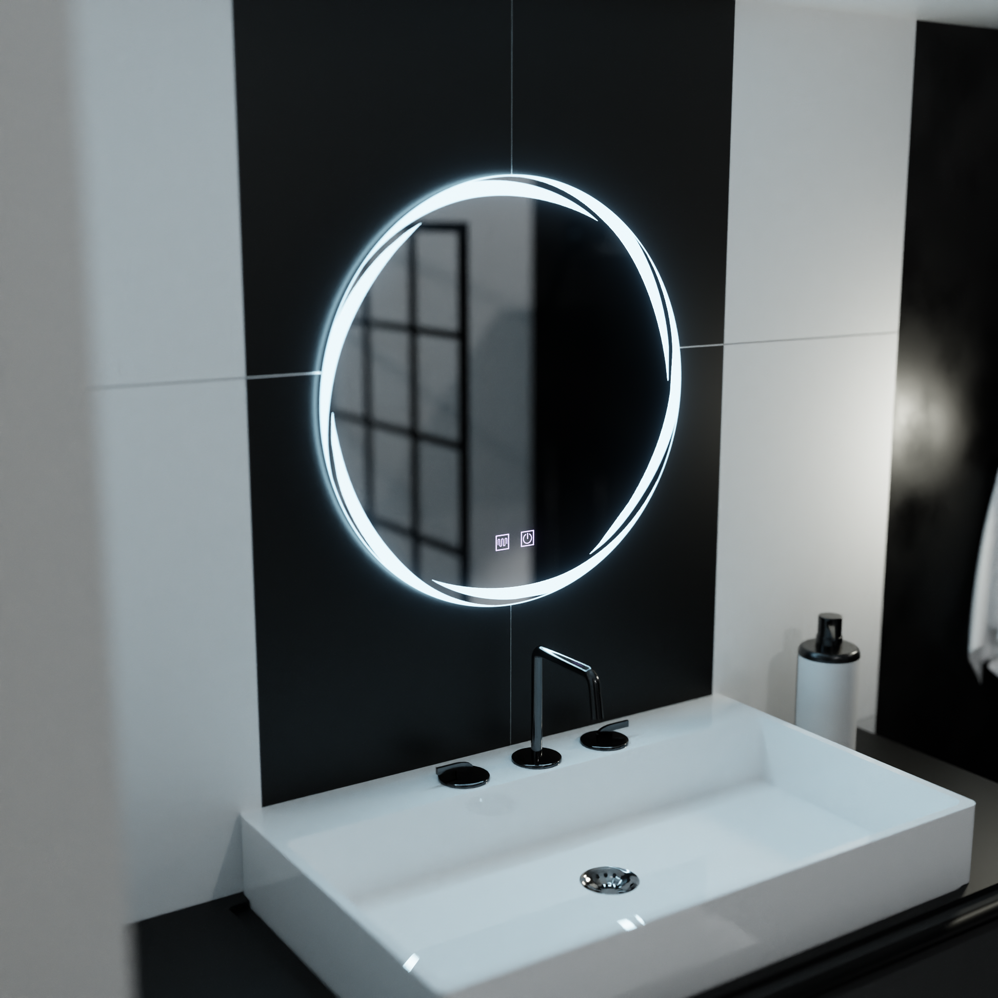 Specchio rotondo a LED 60 cm, Spirallus Touch, sistema Demister, specchi dimmerabili Korman E Titolo predefinito Alessandro Design