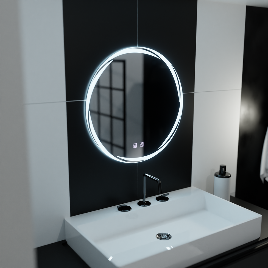 Specchio rotondo a LED 60 cm, Spirallus Touch, sistema Demister, specchi dimmerabili Korman E Titolo predefinito Alessandro Design