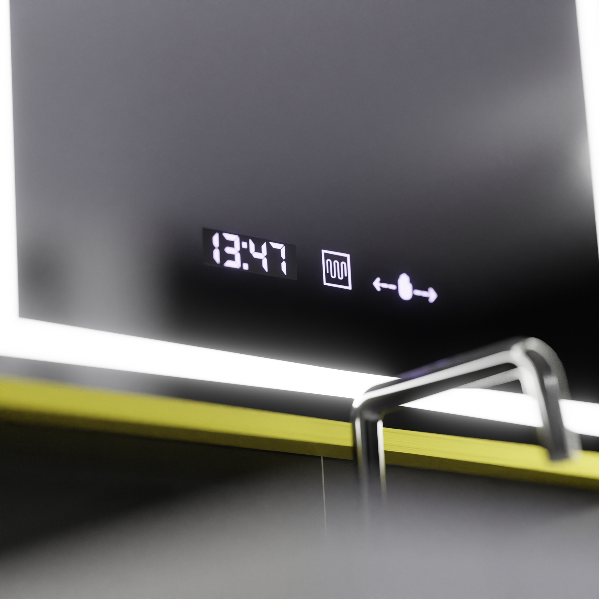 Specchio rettangolare a LED, 50x70 cm, Verite Royale Gold Motion Glow Marcello, sistema antiappannamento, orologio e termometro, specchi dimmerabili Marcello Titolo predefinito Alessandro Design