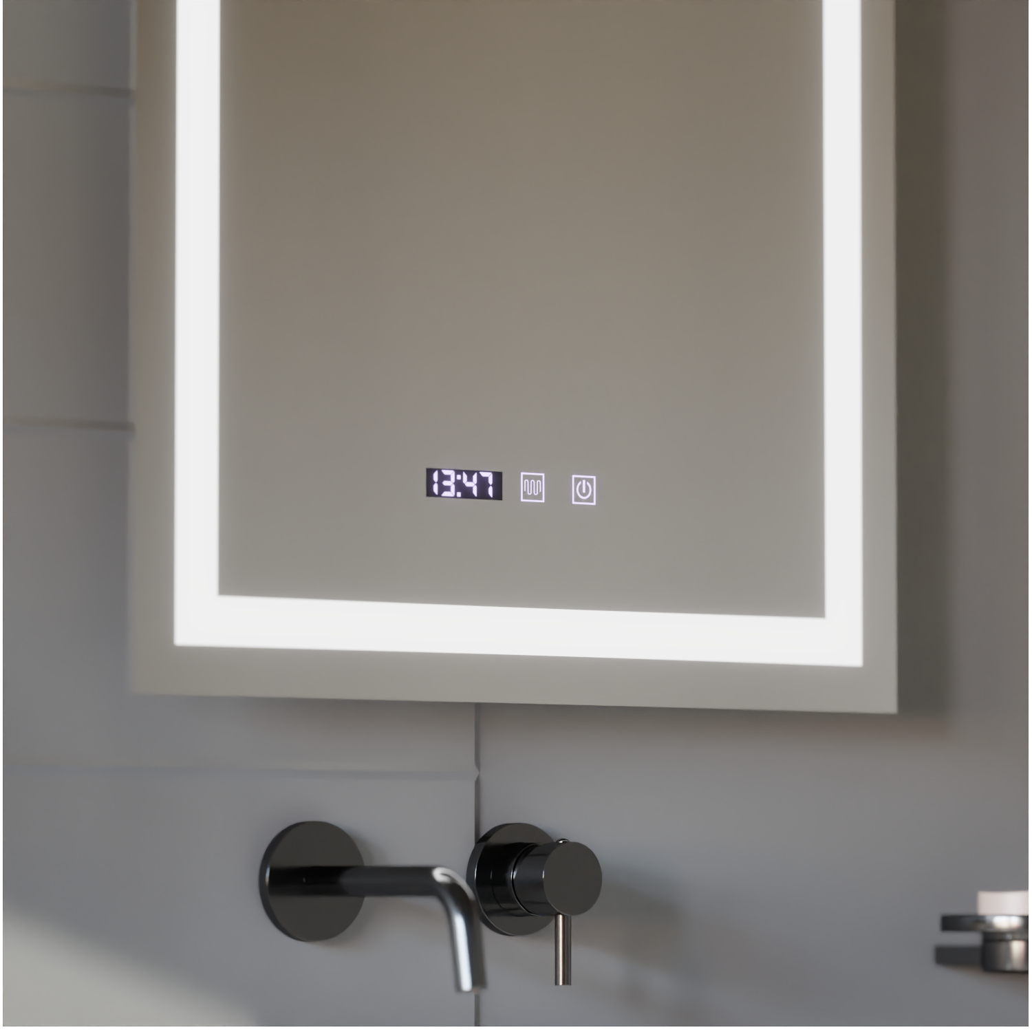 MODENA LED Touch Mirror Sistema Antiappannamento, Orologio e Temperatura 60x80 cm Korman S Specchi Titolo predefinito Alessandro Design