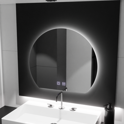 Specchio LED mezzaluna, 60x54, Soluna Touch, Sistema Demister, Specchi Dimmerabili Korman E Titolo predefinito Alessandro Design
