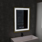 Specchio LED Touch Bruno Demister System, Orologio e Temperatura 60x80 cm Cornice Oro Spazzolato, S84/60X80 Specchi Korman S Titolo predefinito Alessandro Design