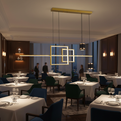 Lampadario a sospensione LED con telecomando DENISSE 81W, Luce Fredda/Calda/Neutra, Dimmerabile, Oro, Altezza regolabile, 2233/4GD Lampadari a LED con telecomando Titolo predefinito Alessandro Design