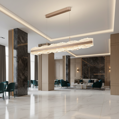 Lustra LED suspendata cu telecomanda NIVALIS 55W, Lungime 120cm, lumina Rece/Calda/Neutra, Dimabila,Inaltime Reglabila, Auriu