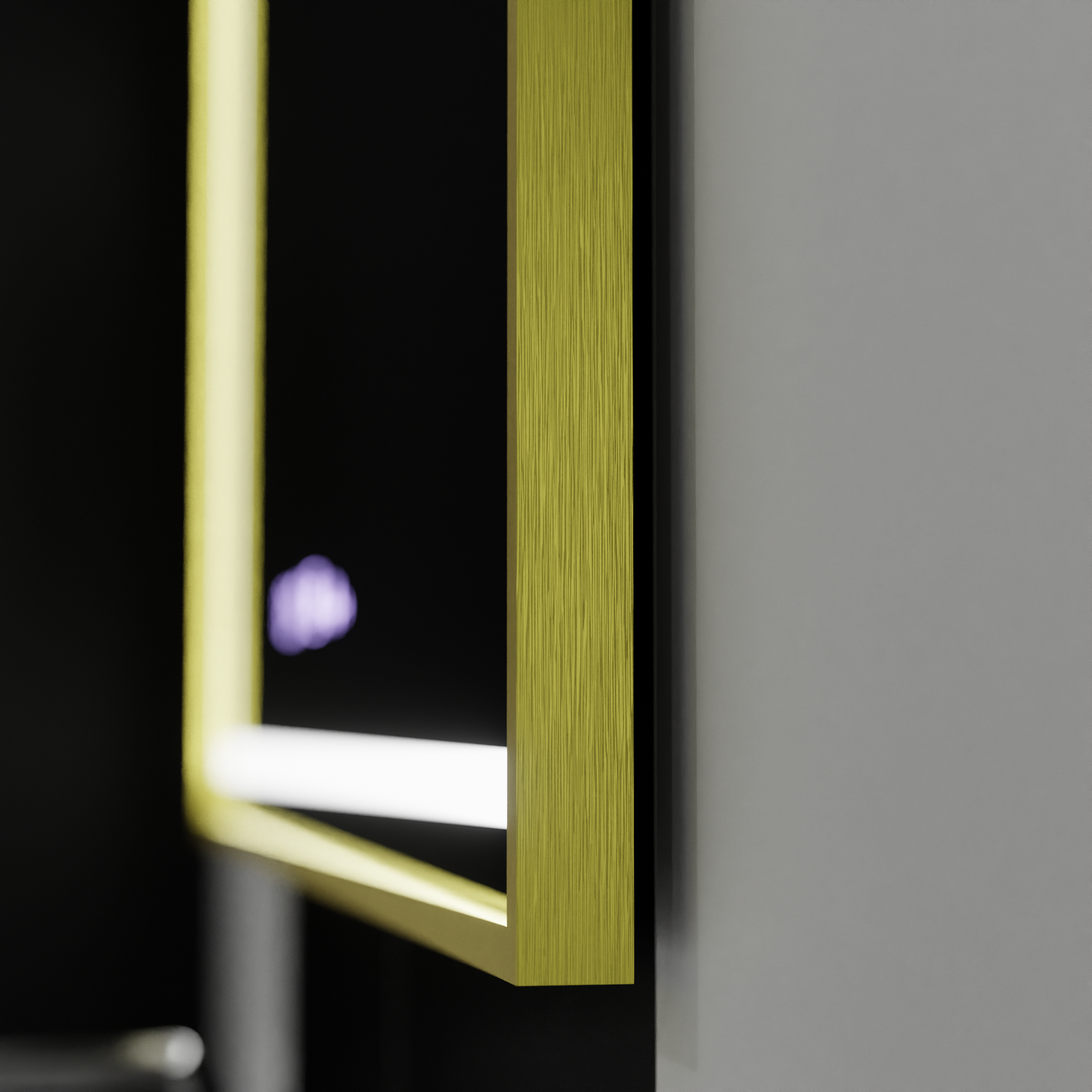 Specchio rettangolare a LED, 100x65 cm, Verite Royale Gold Motion Glow Marcello, sistema di disappannamento, orologio e termometro, specchi dimmerabili Marcello Titolo predefinito Alessandro Design