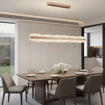 Lampadario LED a sospensione con telecomando NIVALIS 55W, Lunghezza 120cm, Luce Fredda/Calda/Neutra, Dimmerabile, Regolabile in Altezza, Oro