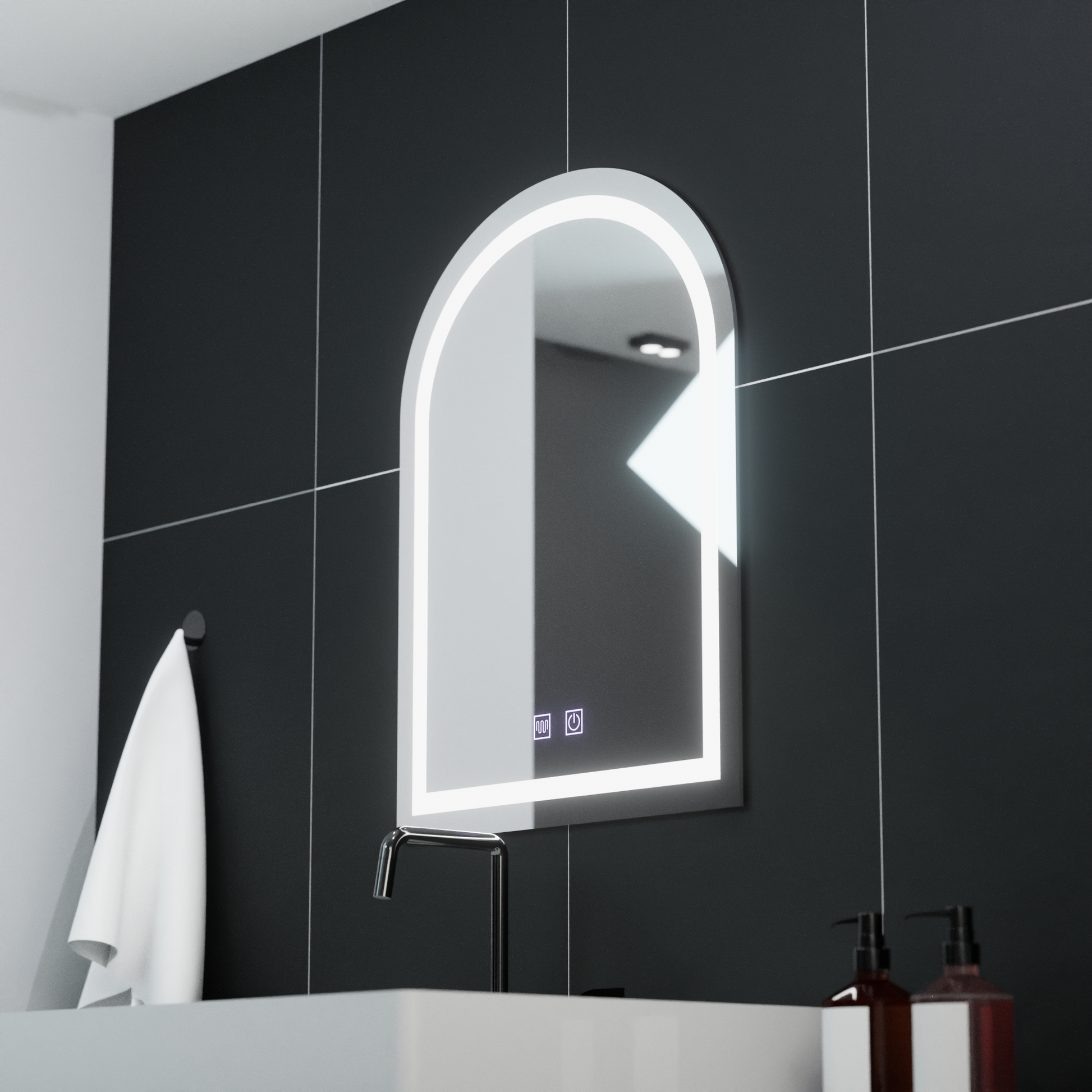 Specchio ad arco LED 60x80cm, Arco Touch, Sistema Demister, Specchi Dimmerabili Korman E Titolo predefinito Alessandro Design
