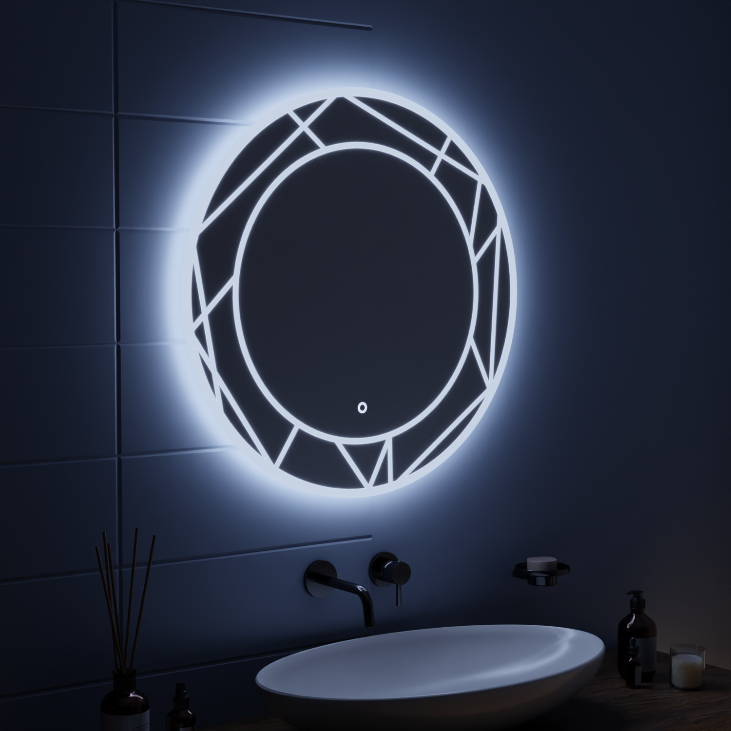 Oglinda LED Touch ASTRIX, 60cm, 6000K, Dimabila, Sistem Dezaburire Oglinzi Korman E Default Title Alessandro Design