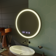 Specchio LED Touch NOVARA Sistema Demister, Orologio e Temperatura 90 cm Cornice Nera Specchi Spazzolati Korman S Titolo predefinito Alessandro Design
