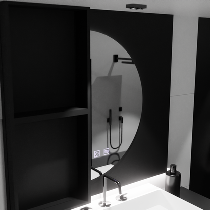 Specchio LED Semiluna 50x100cm, Arcuate Touch, Sistema Demister, Specchi Dimmerabili Korman E Titolo predefinito Alessandro Design