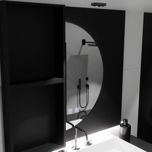 Specchio LED Semiluna 50x100cm, Arcuate Touch, Sistema Demister, Specchi Dimmerabili Korman E Titolo predefinito Alessandro Design