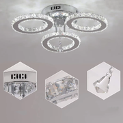 Lampadario LED con telecomando e cristallo ALANUBIS 40W, 3 Cerchi, Luce Fredda/Calda/Neutra, Dimmerabile, Lampadari LED in Cristallo Cromo Lucido Titolo predefinito Alessandro Design