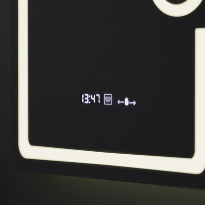 Specchio rettangolare a LED, 60x80 cm, Eclat MotionGlow Marcello, Orologio e Termometro, Sistema Demister, Lente d'ingrandimento cosmetica, Specchi Dimabila Marcello Titolo predefinito Alessandro Design