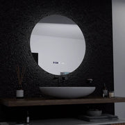 Specchio rotondo a LED, 60 cm, Serenite MotionGlow Marcello, sistema antiappannamento, orologio e termometro, specchi dimmerabili Marcello Titolo predefinito Alessandro Design