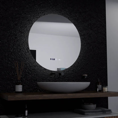 Specchio rotondo a LED, 60 cm, Serenite MotionGlow Marcello, sistema antiappannamento, orologio e termometro, specchi dimmerabili Marcello Titolo predefinito Alessandro Design