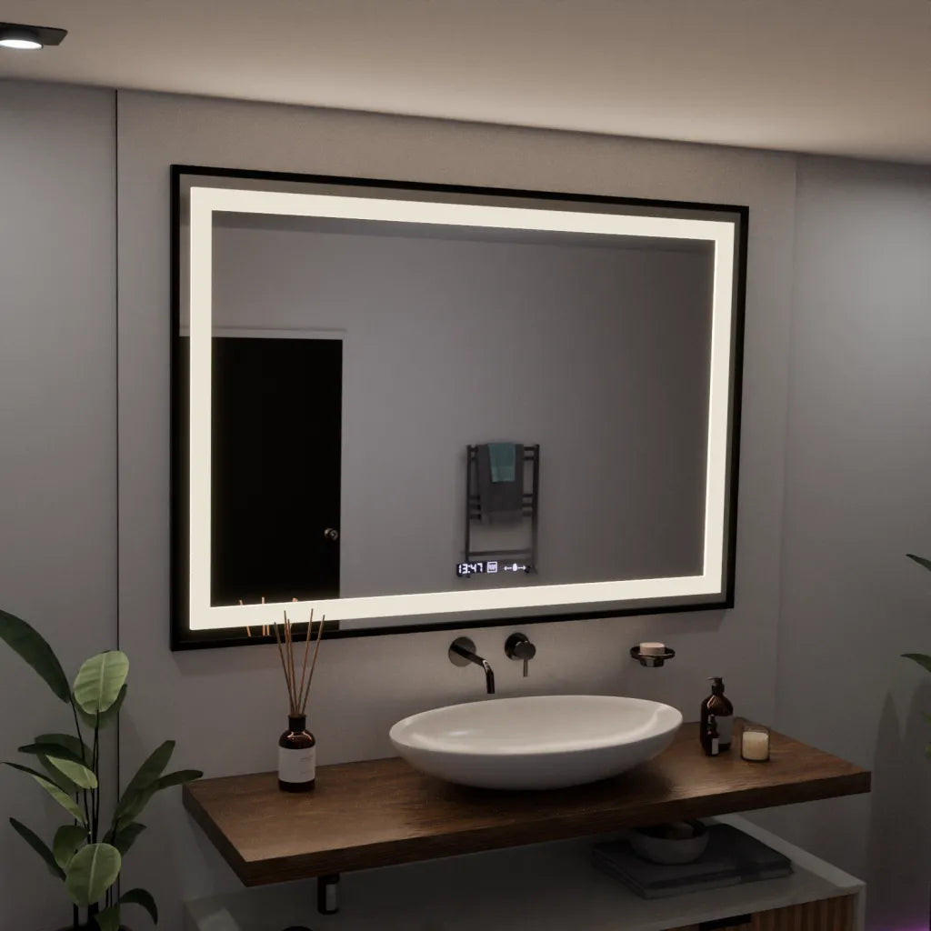 Oglinda LED Rectangulara, 100x65cm, Verite Majeste Noir Motion Glow Marcello, Sistem Dezaburire, Ceas & Termometru, Dimabila Oglinzi Marcello Default Title Alessandro Design