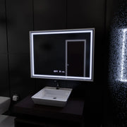 Specchio rettangolare a LED, 80x60 cm, Verite Imperial Silver Motion Glow Marcello, sistema antiappannamento, orologio e termometro, specchi dimmerabili Marcello Titolo predefinito Alessandro Design