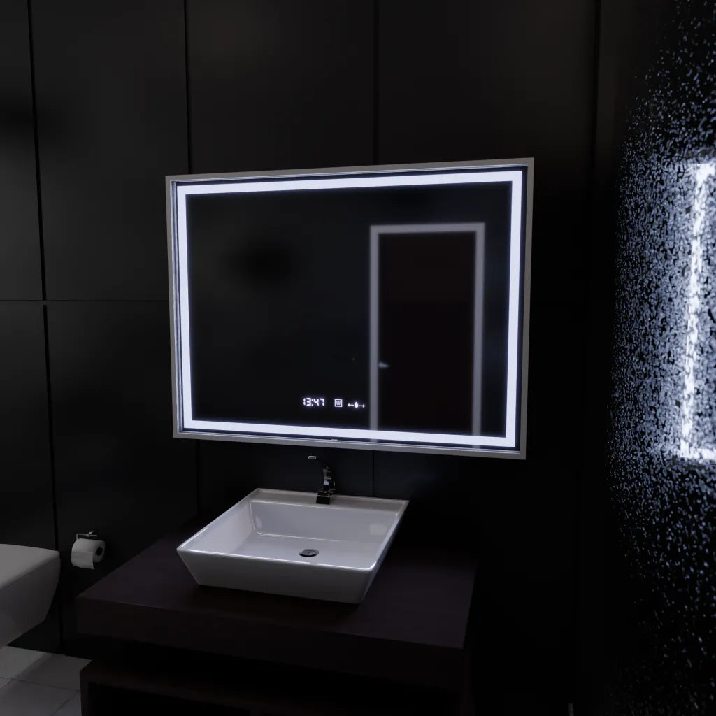 Oglinda LED Rectangulara, 120x80cm, Verite Imperial Silver Motion Glow Marcello, Sistem Dezaburire, Ceas & Termometru, Dimabila Oglinzi Marcello Default Title Alessandro Design