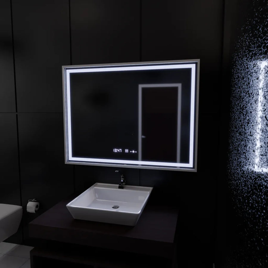 Oglinda LED Rectangulara, 120x80cm, Verite Imperial Silver Motion Glow Marcello, Sistem Dezaburire, Ceas & Termometru, Dimabila Oglinzi Marcello Default Title Alessandro Design