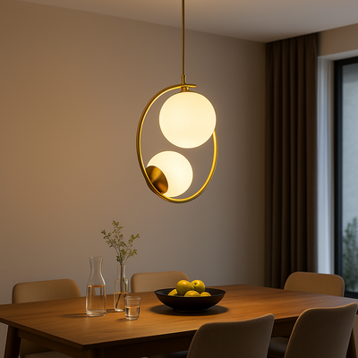 Lampadario Atelier LOFT, 2x E27, oro bianco, metallo, altezza regolabile