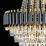 Lampadario in Cristallo CC900/800X1200, 23xE14, Diametro 80cm, Altezza 120cm, Oro Lucido e Nero, Altezza Regolabile, Design Elegante Lampadari in Cristallo Titolo predefinito Alessandro Design