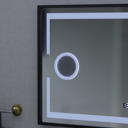 Specchio LED MotionGlow Sensore Domingo con funzione antiappannante Termometro Orologio 120x65 cm Dimmerabile Luce Fredda/Calda/Neutra, Cornice Nera Spazzolata, collezione Marcello Funghi Marcello Specchi Titolo predefinito Alessandro Design