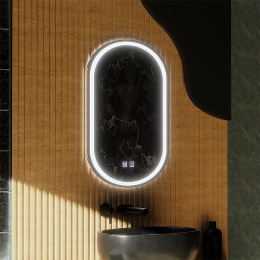 Specchio ovale LED, 45x65cm, Velara Touch, Sistema Demister, Dimmerabile