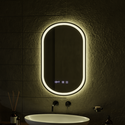 Specchio LED Touch ONIRA Sistema Defog, Orologio e Temperatura 50x80 cm Specchi Korman S Titolo predefinito Alessandro Design