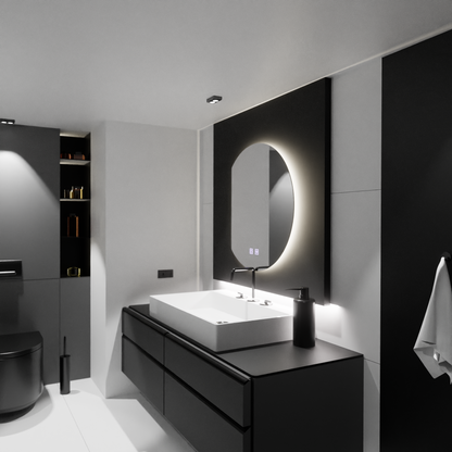 Semiluna LED Specchio 54x60, Arcana Touch, Sistema Demister, Specchi Dimmerabili Korman E Titolo predefinito Alessandro Design