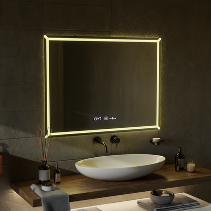 Specchio LED rettangolare, 80x60cm, VillayTouch Marcello, Sistema Disappannante, Dimabila Specchi Marcello Titolo predefinito Alessandro Design