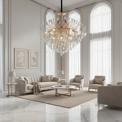 Candelabru Cristal PALERMO Regalis, 12x E14, Diametru 80cm, Auriu