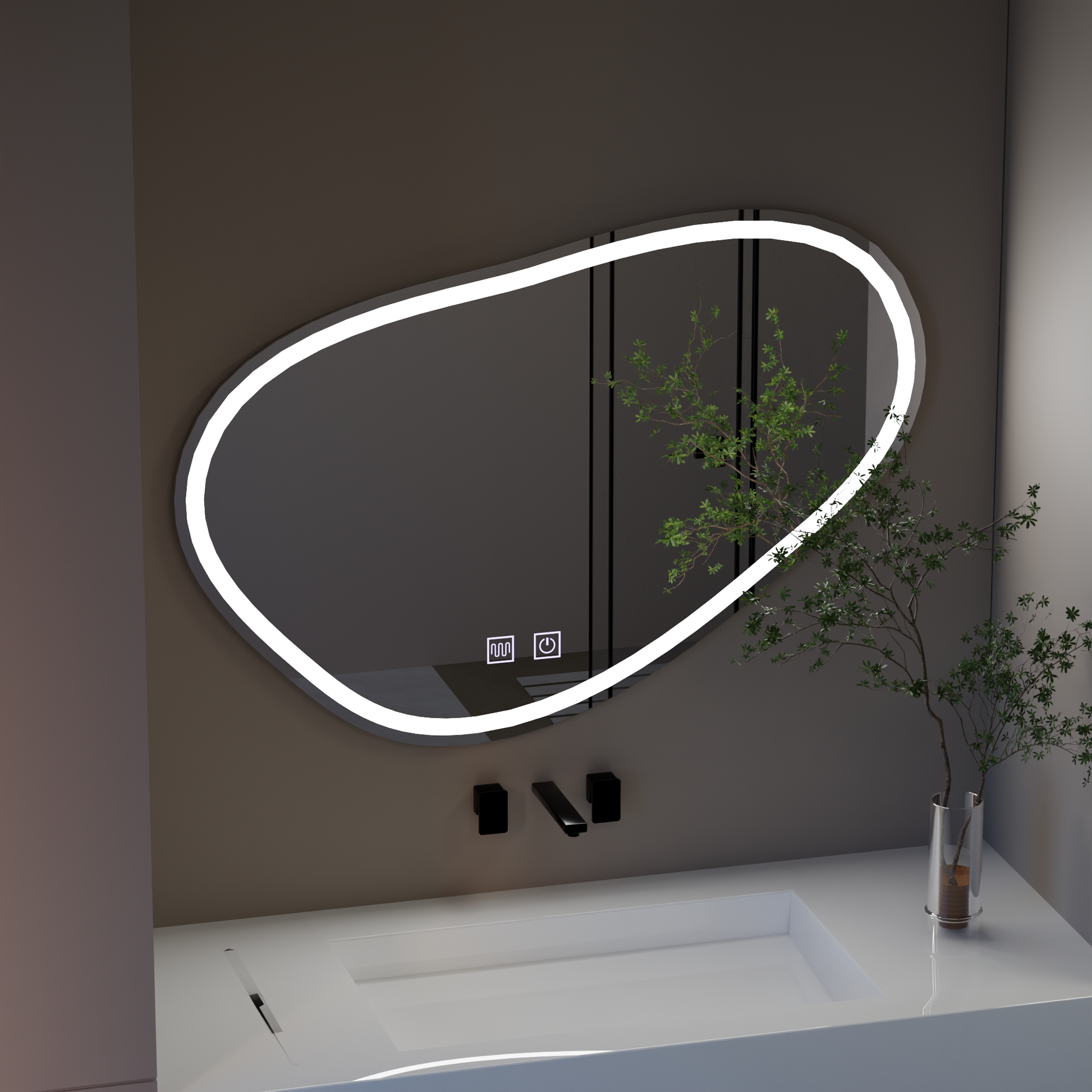 Quassare LED Touch Specchio, Sistema Demister 90x65 cm Specchi Korman E Titolo predefinito Alessandro Design