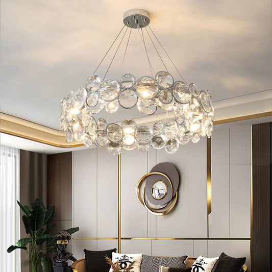 Lampadario in cristallo Angelica 6XE14 Argento, diametro 49 cm, altezza regolabile Lampadari moderni Titolo predefinito Alessandro Design