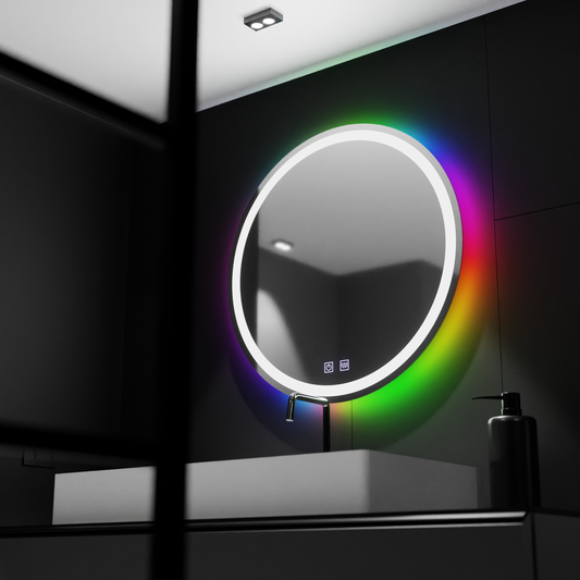 Specchio LED rotondo 60 cm, Spectrum Touch, RGB, Sistema Demister Specchi Korman E Titolo predefinito Alessandro Design