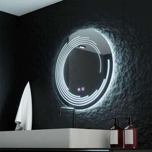 Specchio LED rotondo, 60 cm, Lira Touch, Sistema Demister, Dimmerabile