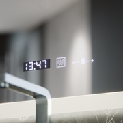 Specchio ovale a LED, 80x50 cm, sensore Altera Marcello MotionGlow, sistema antiappannamento, orologio e termometro, specchi Marcello dimmerabili Titolo predefinito Alessandro Design