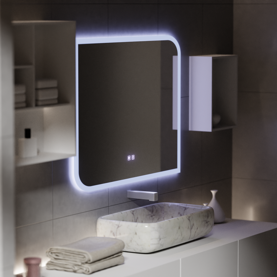CLARIVO LED Specchio Rettangolare, 80X60cm, Touch, Sistema Demister Specchi Korman E Titolo predefinito Alessandro Design
