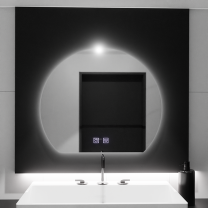 Specchio LED mezzaluna, 60x54, Soluna Touch, Sistema Demister, Specchi Dimmerabili Korman E Titolo predefinito Alessandro Design