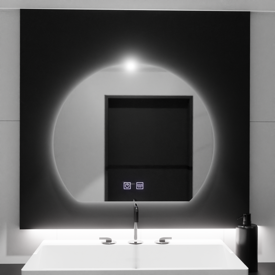 Specchio LED mezzaluna, 60x54, Soluna Touch, Sistema Demister, Specchi Dimmerabili Korman E Titolo predefinito Alessandro Design