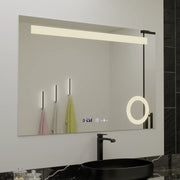 Specchio rettangolare a LED, 80x60 cm, ABSOLU MotionGlow Marcello, sistema di disappannamento, orologio e termometro, lente d'ingrandimento cosmetica, specchi dimmerabili Marcello Titolo predefinito Alessandro Design