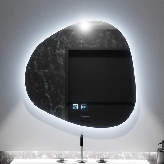 Specchio organico a LED 60x60 cm, Duna Touch, sistema Demister, dimmerabile