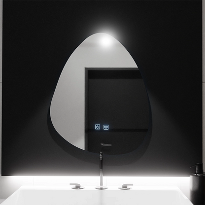 Specchio organico LED 80x60cm, Fluido Touch, Sistema Demister, Dimmerabile